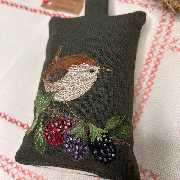 Lavender Bag - Wren on blackberries