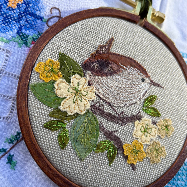 Wren in Yellow Blossom #4 - Mini Hoop