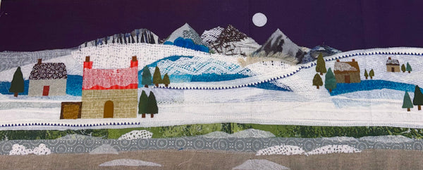 Winter Mountain Street Scene Project Bag Kit - Background Panel Only