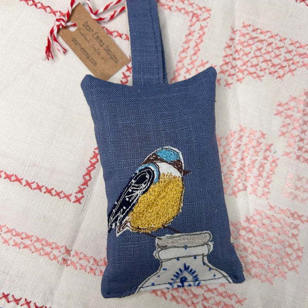 Lavender bag - Blue tit on milk bottle